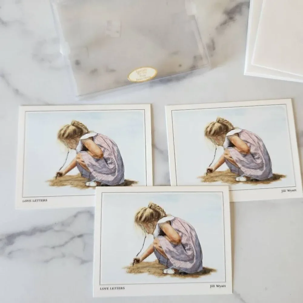 Love Letters Jill Wyatt watercolor print 3 notecards American 90s little blonde